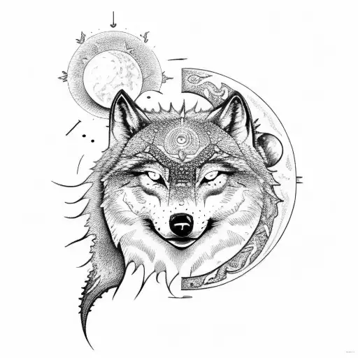 Sun And Moon With Wolfs
