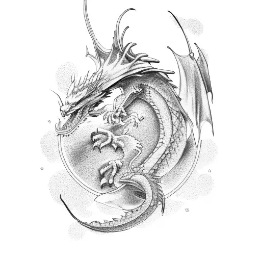 Dragon Look Down On A Cat