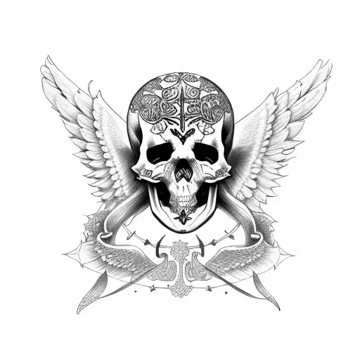 Alas De Angel Y Demonio Con La Muerte En Medio