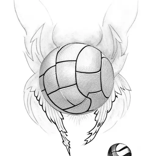 A Volleyball On Fire With Wings And A Halo