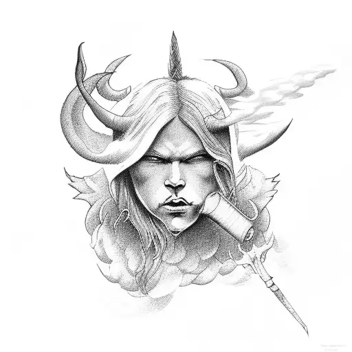 Devil And Angel With Clouds And Smoke