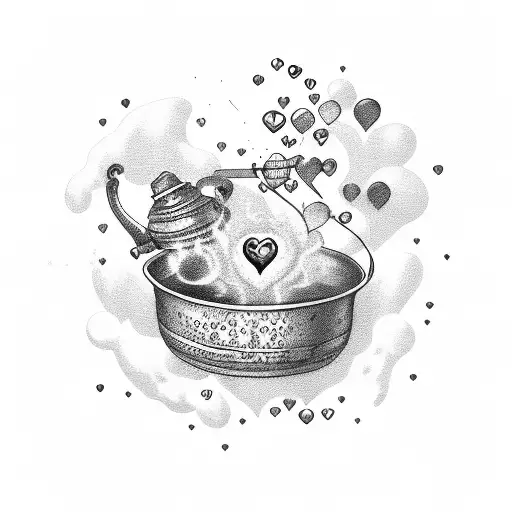 Cauldron With Love Heart Bubbles