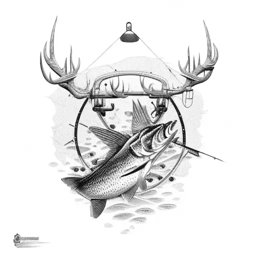 Create A Hunting And Fishing Scene With Intricate Details