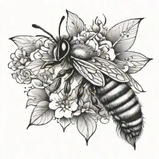 A Bee Surrounded By Intricate Floral Designs Symbolizing Overcoming Depression