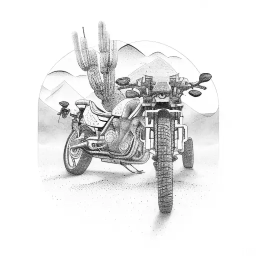 A Motorcycle Journey Through A Desert Landscape