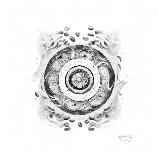 A Motorcycle Wheel With Waves And Coffee Beans