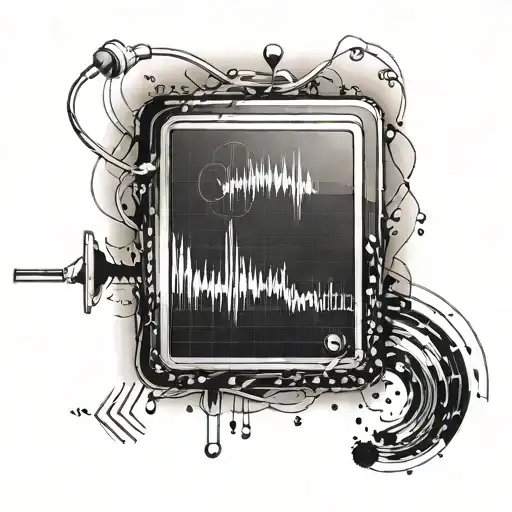 An Abstract Representation Of A Heartbeat Monitor With Music Symbols