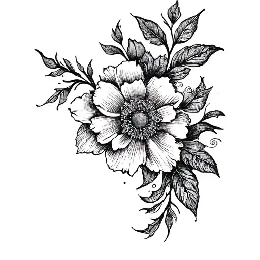 Floral Art With A Gracefully Arching Curve To The Right