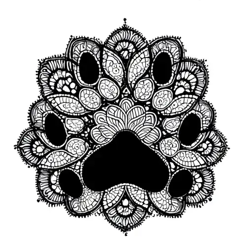 An Intricate Mandala Design Incorporating Paw Prints As A Nod To The Client's Love For Animals
