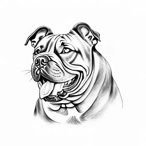 American Bully Dog With Muscles Bursting Through A Brick Wall