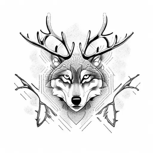 Wolf With Body And Antlers