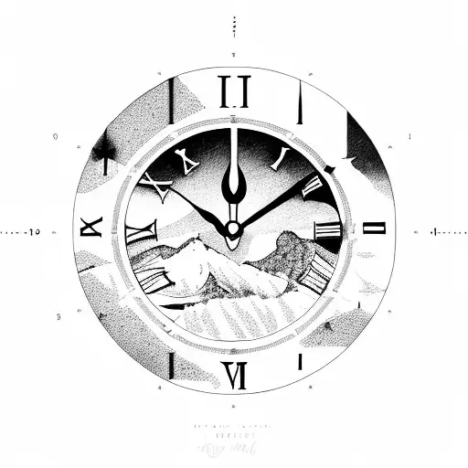 Rocky Mountains With Clock With Roman Numerals Of November 27 2007