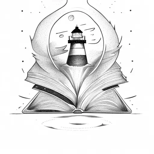 An Open Book With A Lighthouse Shining Its Light Onto The Pages