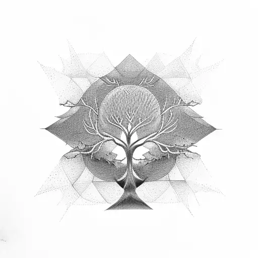 Fractal Tree Triangle Rising Sun