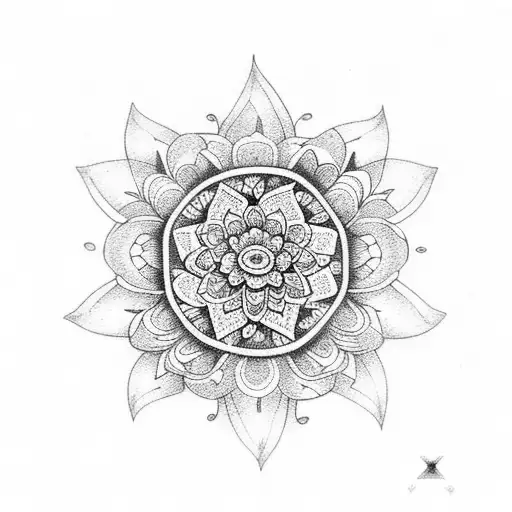 Dotwork Mandala Design Incorporating Elements Of Mexican Folk Art And Fuchsia Bougainvilleas