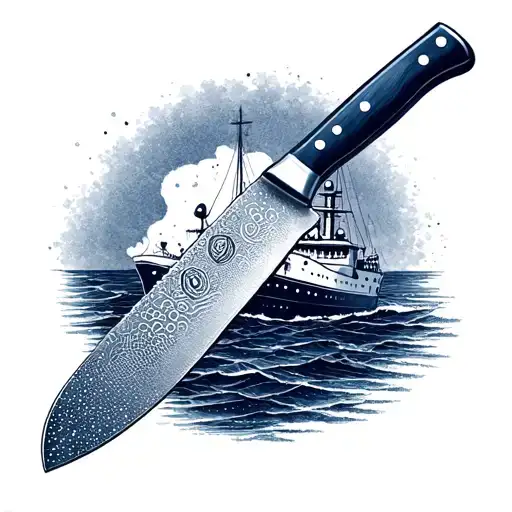 Chef Knife With Navy Boat