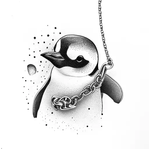 A Penguin Wearing A Lucky Charm Bracelet While Pulling The Lever Of A Slot Machine