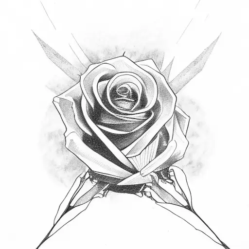 A Skeletal Hand Holding A Black Rose With Thorns