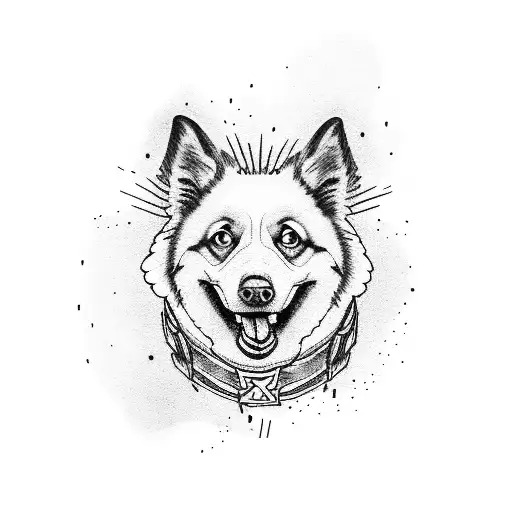 Fluffy Black Dog With Tongue Out