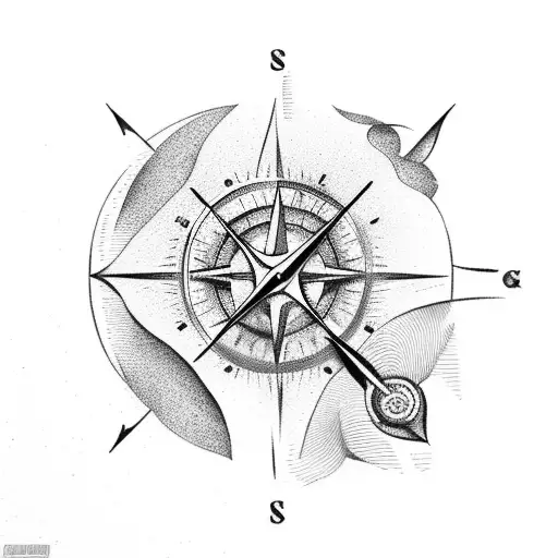 An Hourglass With A Compass In The Sand