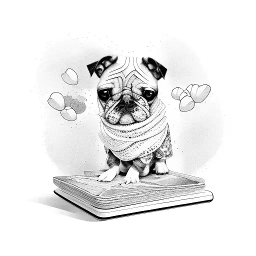 Cute Dog Sitting On Books Professionally