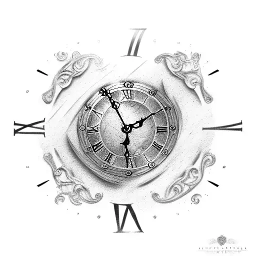 A Clock With Roman Numerals Featuring Iconic Anime Symbols