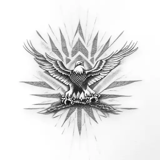 Bald Eagle In Tattered American Flag