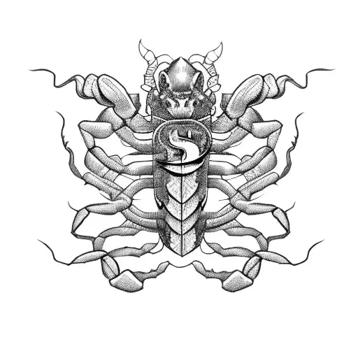 Create A Tattoo Design Featuring A Powerful Scorpion Surrounded By Gym Equipment