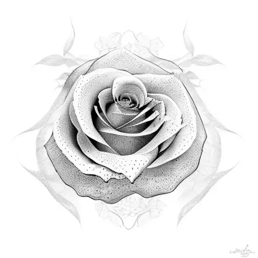 A Minimalist Design Of A Rose Using Dotwork Technique