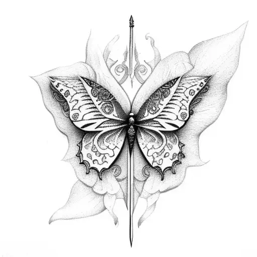 Sword With Roses And Butterflys