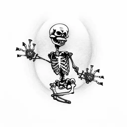 Dancing Skeleton That's Done In A Single Line