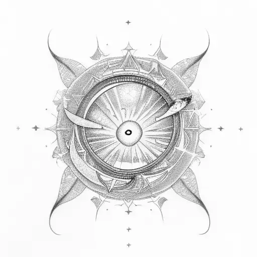 A Celestial Scene Featuring A Crescent Moon Surrounded By Three Shining Stars