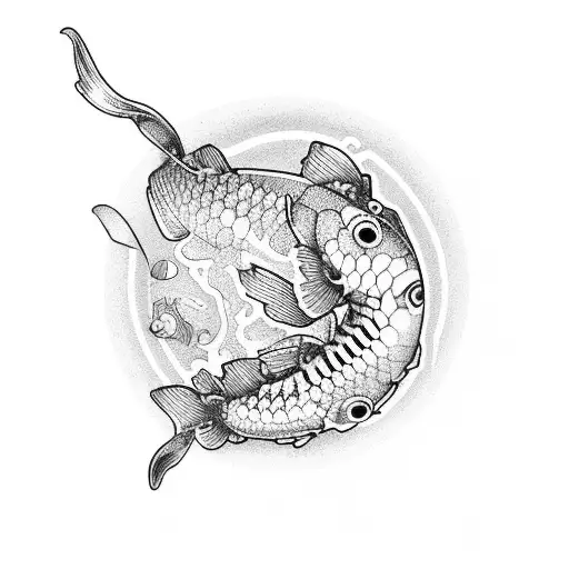 Skeleton Of Koi Fish Ting And Yang