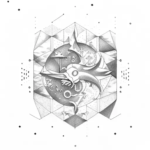 Cancer Zodiac Sign With A Wave And Constellation