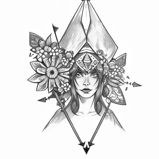 Head Dress With Arrow Head And Flowers