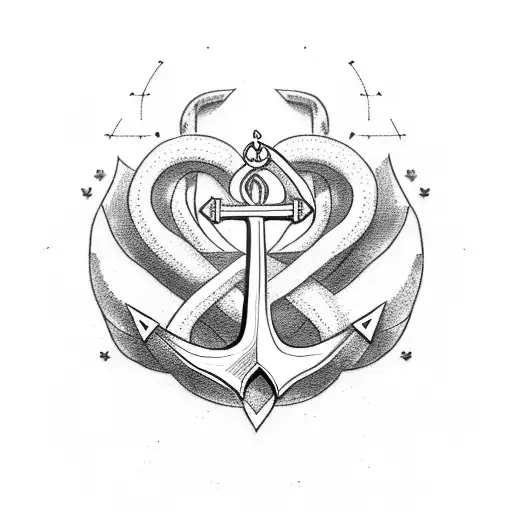 Anchor And Heart And Christian Cross