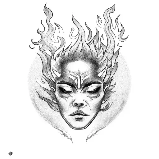 A Powerful Warrior Holding A Bag Of Money With Flames In The Background