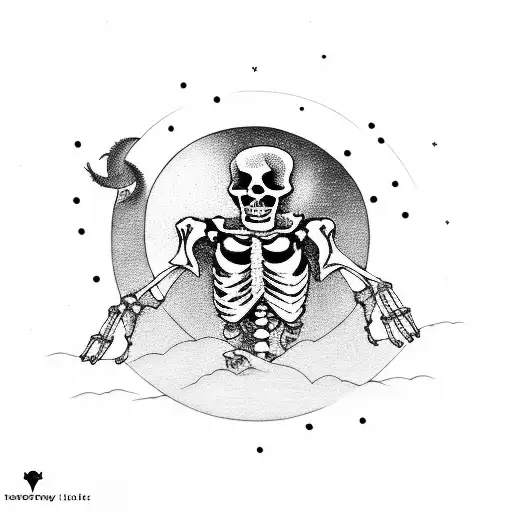 Skeletons Slow Dancing With The Moon In The Background