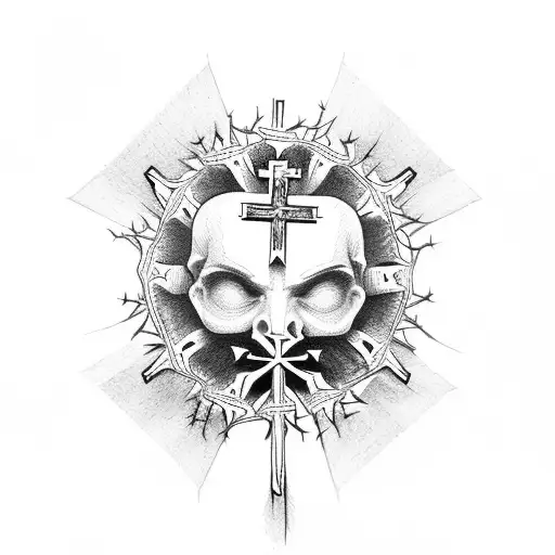 Wooden Crucifix With Crown Of Thorns