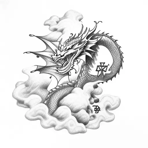Dragon Smoking A Blunt On Clouds