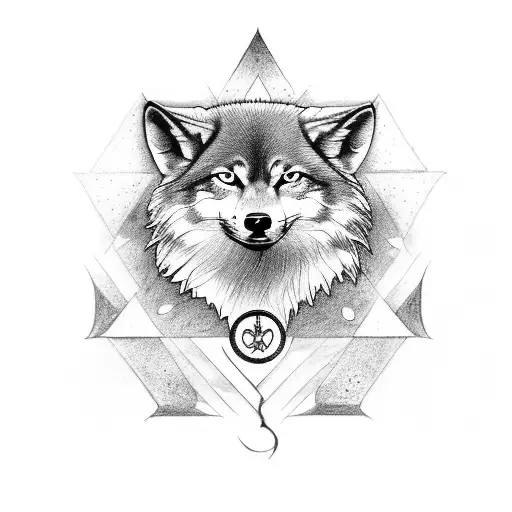 Caduceus Symbol With A Wolf