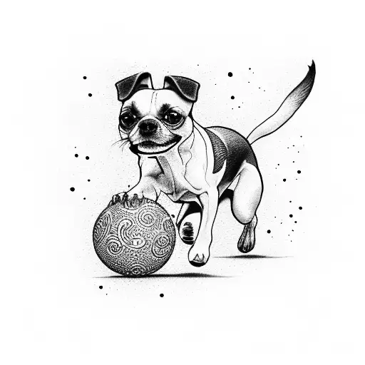 Small Dog Chasing After Ball