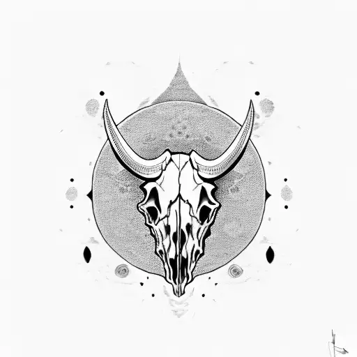 Bull Skull With Scale And Yin Yang