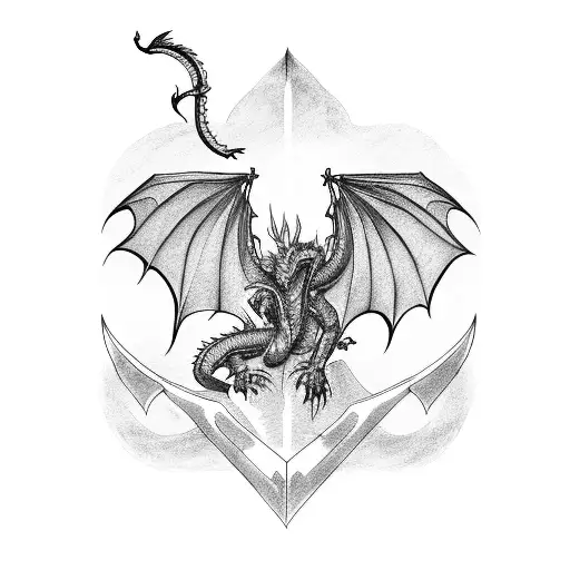 Dragon Circling A Sword