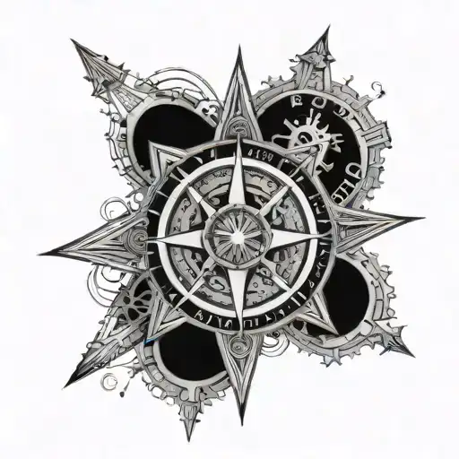 An Intricate Compass Design Incorporating Elements Of The Marine Corps Insignia
