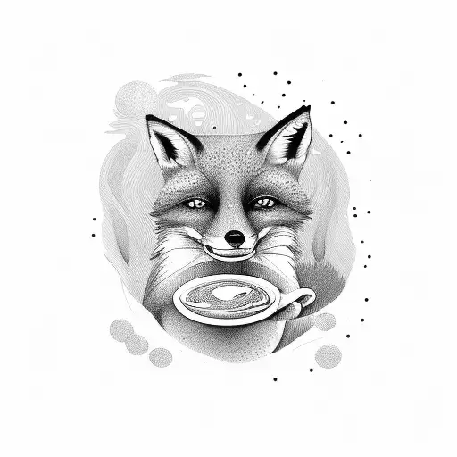Fox Drinking Coffee