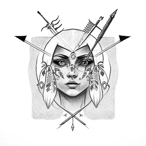 Head Dress With Arrow Head And Flowers