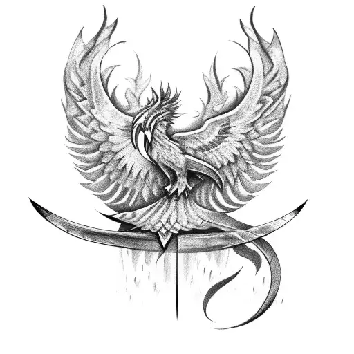 Sword With A Phoenix Wrapped Around It
