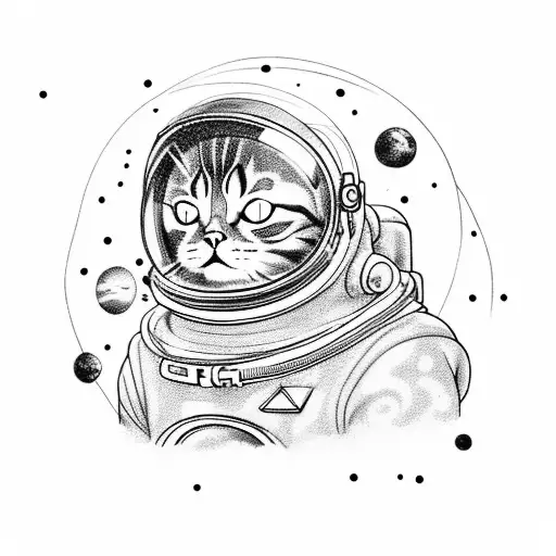 A Cat Wearing A Spacesuit Floating In Outer Space