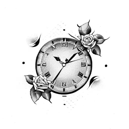 Clock With Roses And Doves